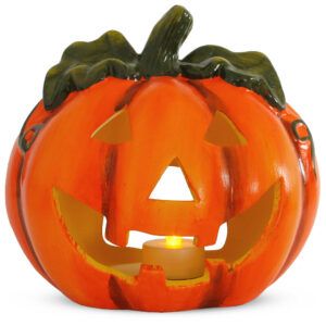 matches21 - Webshop Halloween Ton Kuerbis Windlicht Halloween Laterne 18x17 cm inkl LED Teelicht 111003 1 2 6