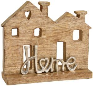 matches21 - Webshop Haus und Schriftzug HOME Deko Aufsteller Dekofigur Holz und Metall braun 1 Stk 24 cm 121297 1 7