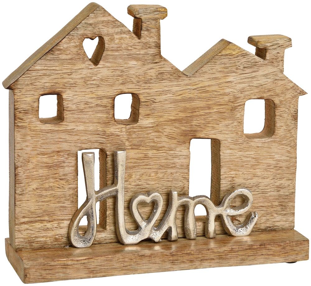 matches21 - Webshop Haus und Schriftzug HOME Deko Aufsteller Dekofigur Holz und Metall braun 1 Stk 24 cm 121297 1 28