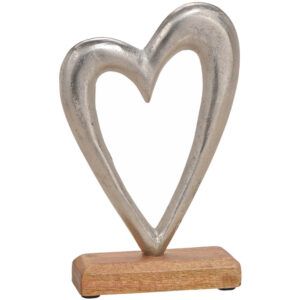 matches21 - Webshop Herz Holz und Metall moderne Dekofigur Skulptur Love silber braun 1 Stk 21 cm 116438 1 17