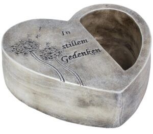 matches21 - Webshop Herz mit Pflanzoeffnung und IN STILLEM GEDENKEN Grabschmuck Poly grau 1 Stk 19x17 cm 121774 2 42