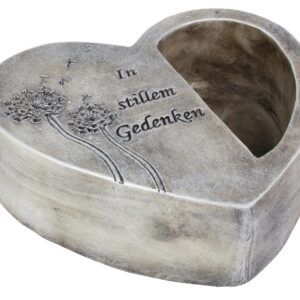 matches21 - Webshop Herz mit Pflanzoeffnung und IN STILLEM GEDENKEN Grabschmuck Poly grau 1 Stk 19x17 cm 121774 2 89