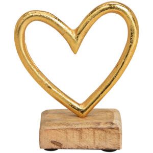matches21 - Webshop Herzen Aufsteller Dekofiguren Holzsockel und Metall Deko Gold 1 Stk 2 Groessen 121316 1 1 9