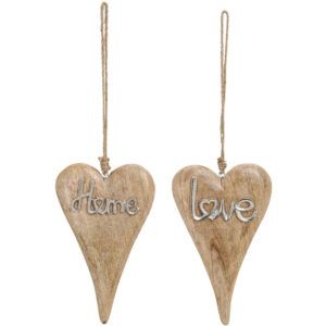 matches21 - Webshop Holz Herzen Holzherzen Anhaenger Schrift Home und Love aus Metall 2er Set je 26 cm 116442 1 5