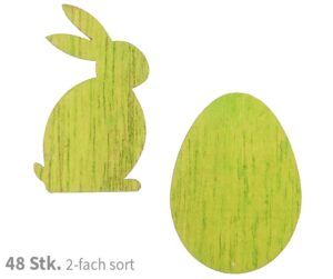 matches21 - Webshop Holz Streuteile Ostern Hasen und Eier gruen Tischdeko Streudeko Osterdeko 48 Stk 118025 1 4