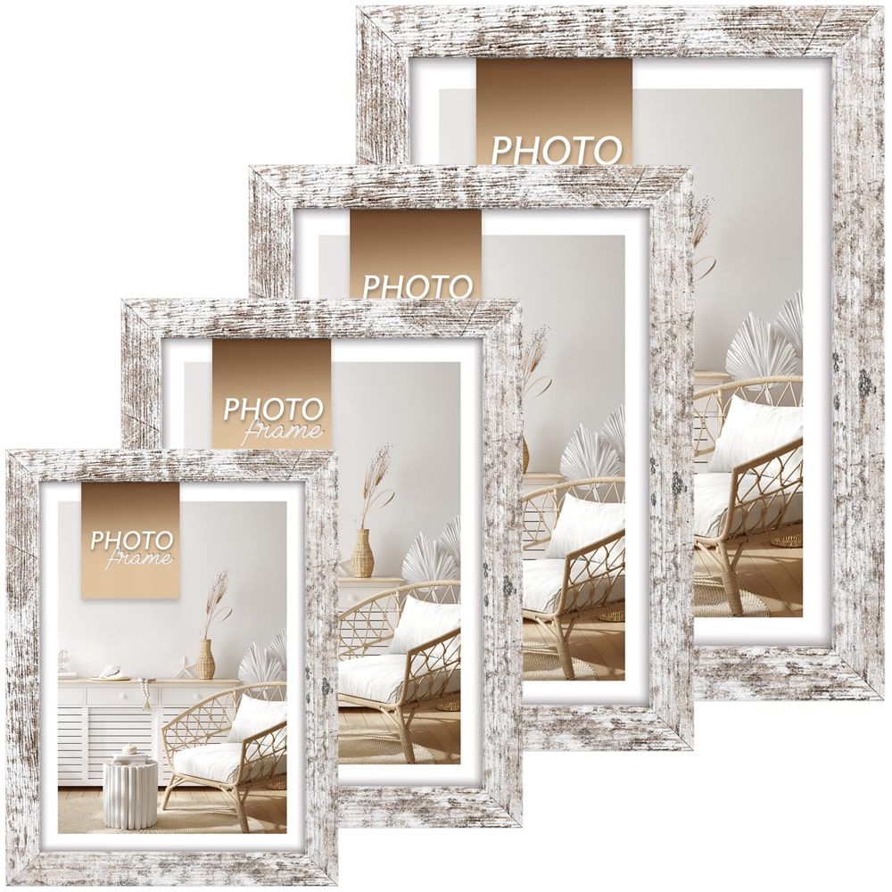 matches21 - Webshop Holzbilderrahmen Shabby Look Bilderrahmen Rahmen Holz weiss braun 1 Stk 4 Formate 123315 1 26