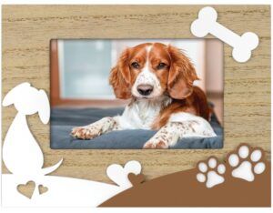 matches21 - Webshop Holzrahmen Motiv HUND Rahmen Relief Pfoten und Knochen braun weiss 1 Stk 10x15 cm 123317 1 8