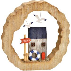 matches21 - Webshop Holzring mit Bootshaus Maritime Dekofigur Hafen Szene Moewen 1 Stk bunt 21 cm 123963 1 4