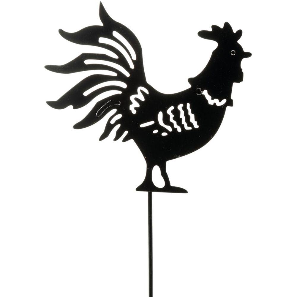 matches21 - Webshop Huebsche Gartenstecker Hahn Gartendeko Blumenstecker Metall zwei Farben 126310 1 1 2