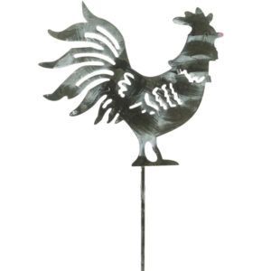 matches21 - Webshop Huebsche Gartenstecker Hahn Gartendeko Blumenstecker Metall zwei Farben 126310 2 1 6
