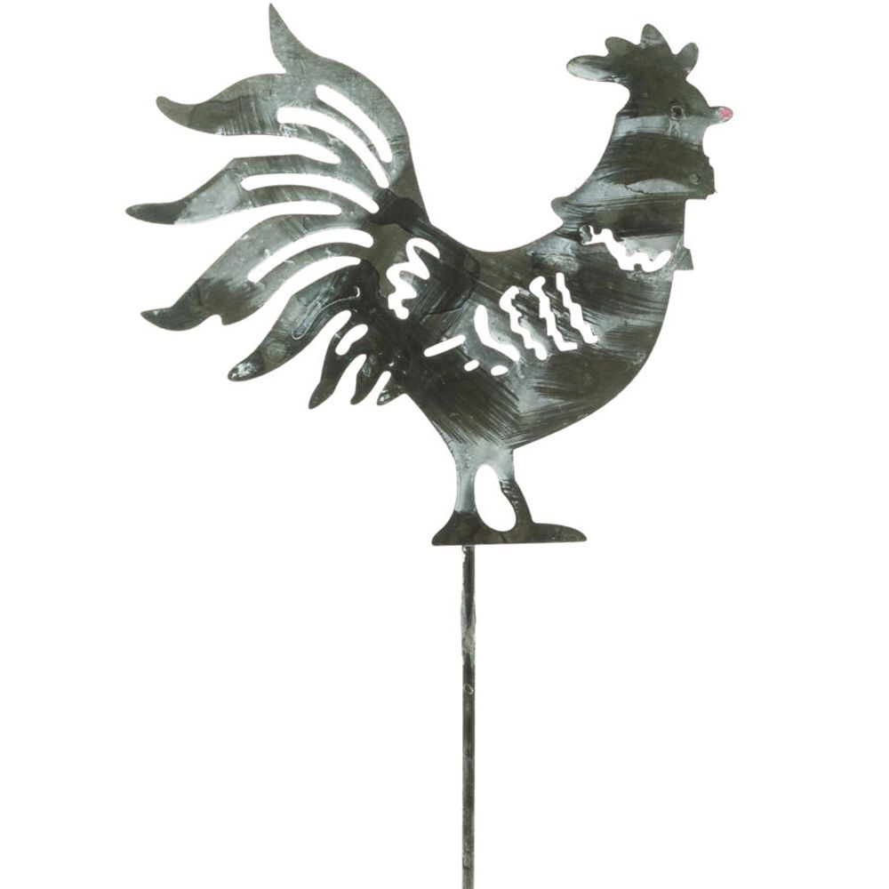 matches21 - Webshop Huebsche Gartenstecker Hahn Gartendeko Blumenstecker Metall zwei Farben 126310 2 1 3