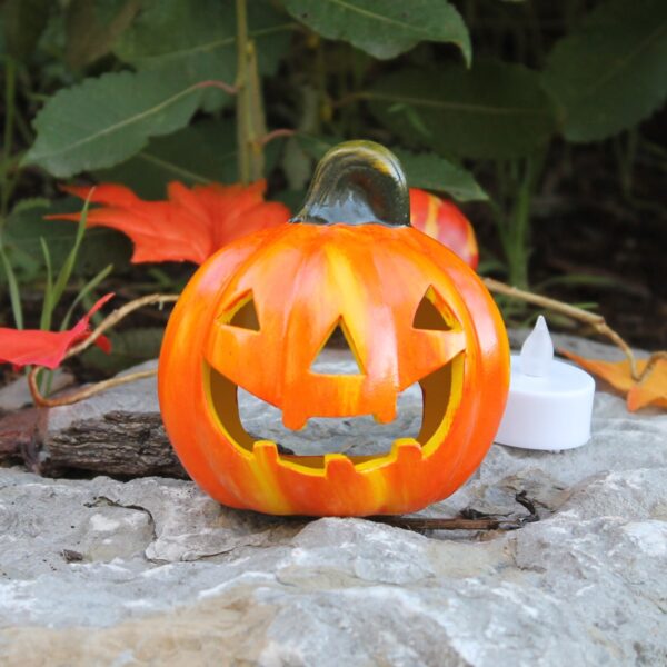 matches21 - Webshop Jack O Lantern Halloween Kuerbis Windlicht Herbstdeko Tonkuerbis Ton 1 Stk 10x12 cm 122170 3 1 2