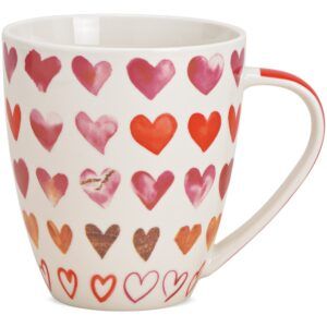 matches21 - Webshop Jumbo Kaffeetassen Tassen Herzdekor weiss rot rosa Porzellan 24 Stk 12 cm 675 ml 122086 1 1 4