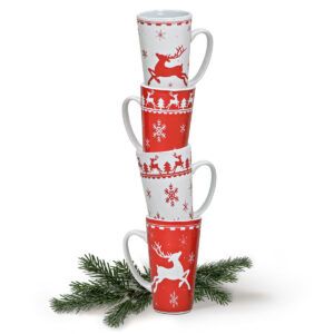 matches21 - Webshop Jumbo Weihnachtstassen 36 Stk Tassen Becher rot weiss Keramik 450 ml 109166 1 2