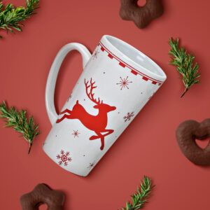 matches21 Jumbo Weihnachtstassen 4er Set Tassen Becher rot weiss Keramik 14 cm 450 m 109164 5 1 12