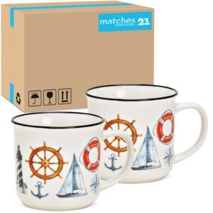 matches21 - Webshop Kaffeebecher Emailoptik maritim Anker Leuchtturm Tassen Porzellan 36 Stk 8 cm 123252 1 18