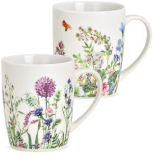 matches21 - Webshop Kaffeebecher Wildblumen und Biene Kaffeetasse Porzellan weiss bunt 1 Stk B WARE 10 cm 123259 1 1