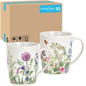 matches21 - Webshop Kaffeebecher Wildblumen und Biene Kaffeetassen Porzellan bunt 36 Stk sort 10 cm 300 ml 123258 1 1 11