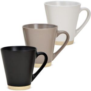 matches21 - Webshop Kaffeebecher konisch uni schwarz beige weiss und Rand Steingut 1 Stk B WARE 10 cm 123241 1 18