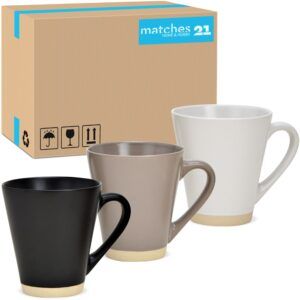 matches21 - Webshop Kaffeebecher konisch uni schwarz beige weiss und Rand Steingut 36 Stk sort 10 cm 123240 1 3