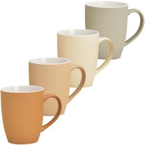 matches21 - Webshop Kaffeetasse Tasse Rillen orange beige creme ODER grau Steingut 1 Stk B WARE 10 cm 122111 1 14