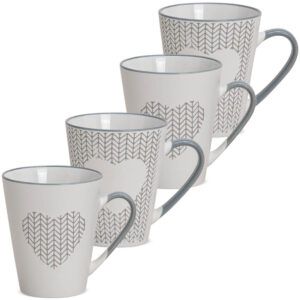 matches21 - Webshop Kaffeetasse Tasse Zick Zack und Herz Design weiss grau Steingut 1 Stk B WARE 10 cm 122055 1 26