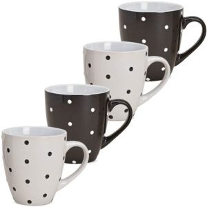 matches21 - Webshop Kaffeetasse Tasse schwarz weiss gepunktet Punkte Steingut 1 Stk B WARE 10 cm 380 ml 122115 1 20