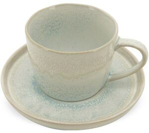 matches21 - Webshop Kaffeetasse und Untertasse Landhausstil Stoneware blau 8 cm 124472 1 1