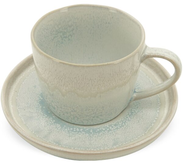 matches21 - Webshop Kaffeetasse und Untertasse Landhausstil Stoneware blau 8 cm 124472 1 1