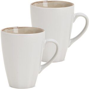 matches21 - Webshop Kaffeetassen Steingut Landhaus farbiger Rand creme innen braun 2er 11 cm 425 ml 123949 1 13