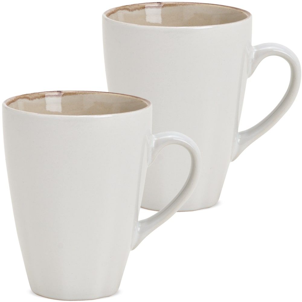 matches21 - Webshop Kaffeetassen Steingut Landhaus farbiger Rand creme innen braun 2er 11 cm 425 ml 123949 1 1