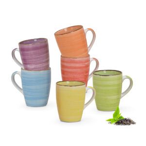 matches21 - Webshop Kaffeetassen Steingut Landhausstil farbenfroher Mix 6er Set sort 10 cm 340 ml 120331 1 1 14