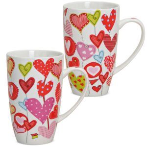 matches21 - Webshop Kaffeetassen Tassen Herzen Ballons weiss bunt schlank Porzellan 2er Set sort 13 cm 122077 1 2