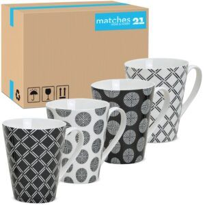 matches21 - Webshop Kaffeetassen Tassen Retro Design Muster schwarz weiss Keramik 48 Stk sort 10 cm 122070 1 5