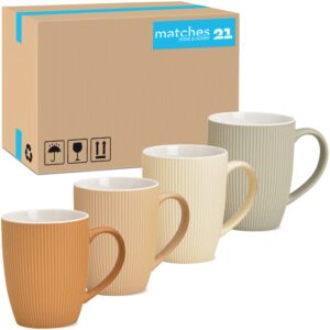 matches21 - Webshop Kaffeetassen Tassen Rillen orange beige creme grau Steingut 36 Stk sort 10 cm 122110 1 7