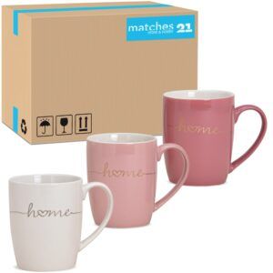 matches21 - Webshop Kaffeetassen Tassen Schrift Home und Herz weiss rosa pink Porzellan 36 Stk sort 10 cm 122106 1 2