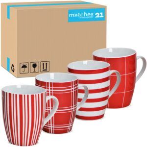 matches21 - Webshop Kaffeetassen Tassen rot weisse Streifen und Karo Designs Porzellan 36 Stk sort 10 cm 122062 1 7