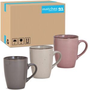 matches21 - Webshop Kaffeetassen Tassen uni grau beige und rosa Rand braun Keramik 36 Stk 10 cm 300 ml 122130 1 25