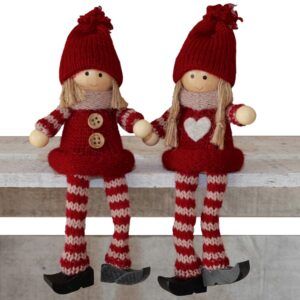 matches21 - Webshop Kantenhocker Wichtel Junge und Maedchen Weihnachten Deko Figuren 2er Set rot 10 cm 119932 1 6