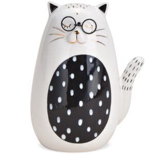 matches21 - Webshop Katze mit Brille Katzenfigur Design Keramikkatze Keramik weiss schwarz 1 Stk 12 cm 123276 1 15