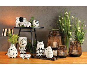 matches21 Katze mit Brille und Glitzerkrone Katzenfigur weiss und Goldakzente Keramik 1 Stk 17 cm 123275 1 1 7