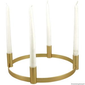 matches21 - Webshop Kerzenhalter 4 Stabkerzen Dekokranz Kerzenstaender Kranz gold 30x6 5 cm 125361 1 1 4