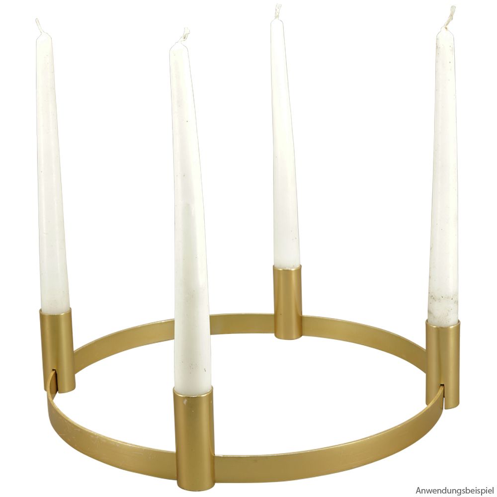 matches21 - Webshop Kerzenhalter 4 Stabkerzen Dekokranz Kerzenstaender Kranz gold 30x6 5 cm 125361 1 1 2