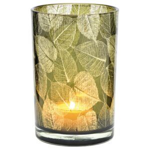 matches21 - Webshop Kerzenhalter Glas mit schoenen Blatt Muster Windlicht 12x18 cm 126498 1 18