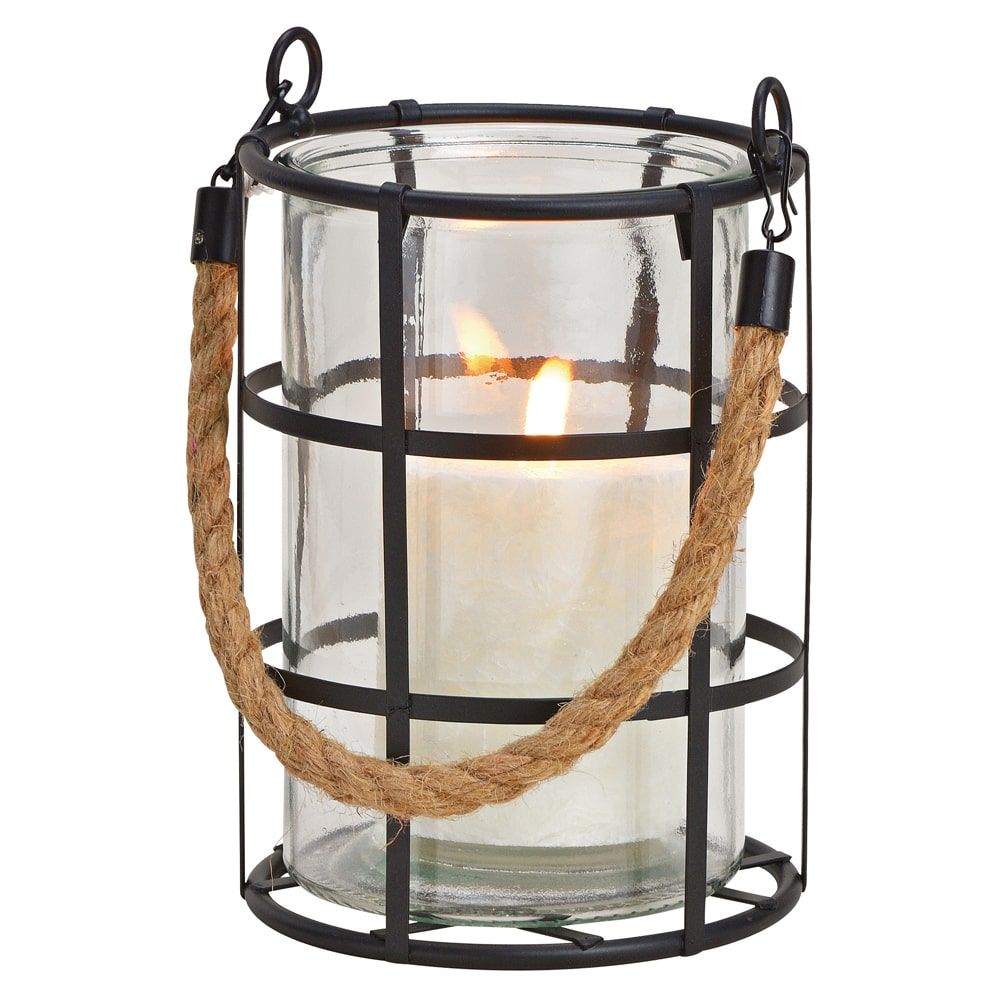 matches21 Kerzenhalter Metall Glas Laterne Windlicht schwarz 12x16 cm 126499 1 1