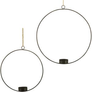 matches21 - Webshop Kerzenhalter Ring Dekohaenger mit Schnur Haengedeko Teelicht schwarz in 2 Groessen 125383 1 10