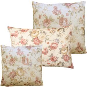 matches21 - Webshop Kissenbezuege Kissenhuellen Rosen Blueten Jacquard beige Blumen 1 Stk in 3 Groessen 124134 1 5