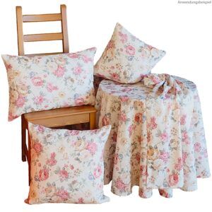 matches21 - Webshop Kissenbezuege Kissenhuellen Rosen Blueten Jacquard beige Blumen 1 Stk in 3 Groessen 124134 4 1 20