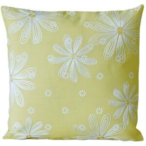 matches21 - Webshop Kissenbezug Kissenhuelle Blumen gelb und weiss Stickerei und Druck 1 Stk 40x40 cm 124129 1 11