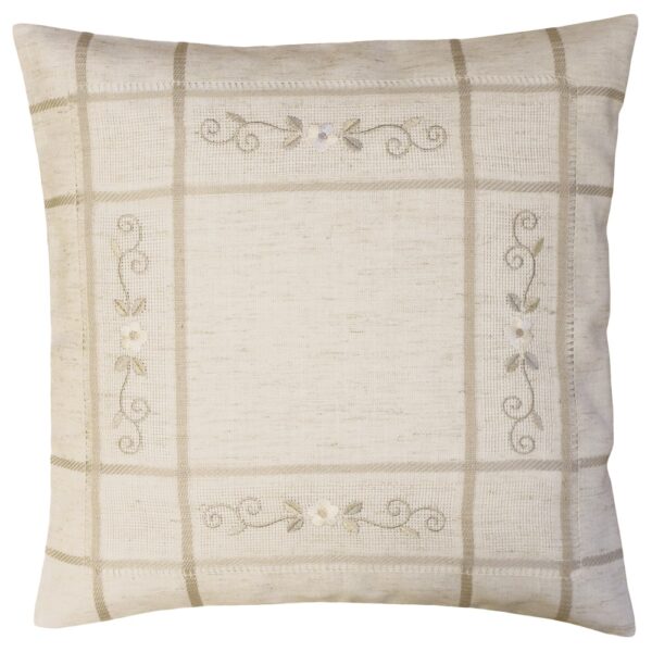 matches21 - Webshop Kissenbezug Kissenhuelle Blumen und Hohlsaum Stick Ton in Ton beige 1 Stk 40x40 cm 124140 1 1